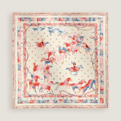 カレ 90 《野生馬》 マーブルシルク - ピンク | Hermès - エルメス